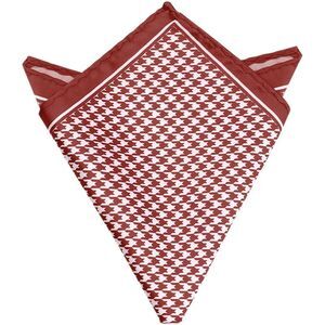 Houndstooth Handkerchiefs Self-Fold Pocket Square for Suit Formal Deep Red